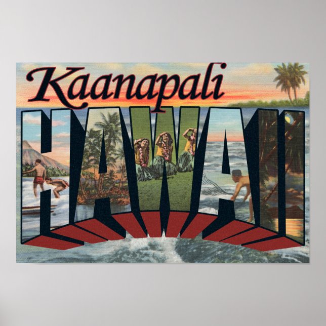 Kaanapali, Hawaii - Large Letter Scenes Poster (Front)