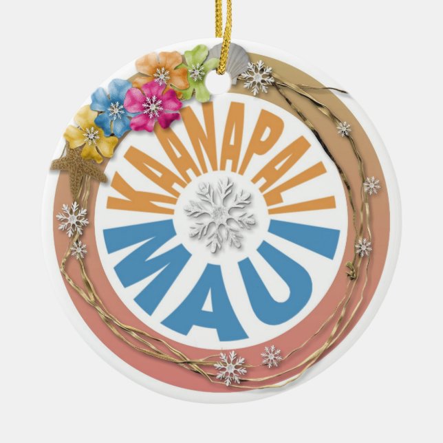 Kaanapali Maui Hawaii hibiscus holiday ornament (Front)