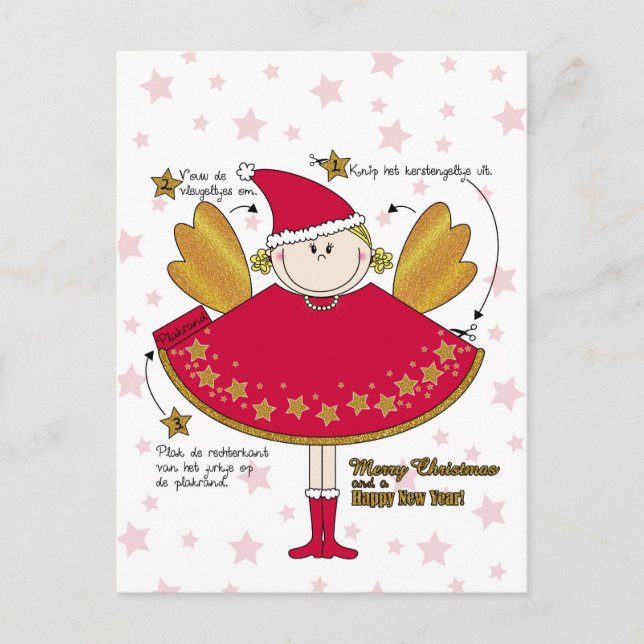 Kaart kerstengeltje knutselen DIY Postcard (Front)