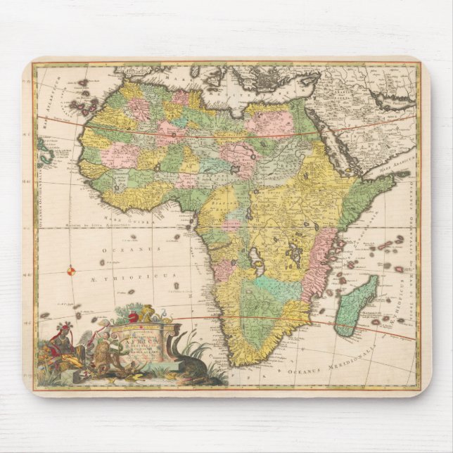 Kaart van Afrika (ca. 1690) by Carel Allard. Mouse Mat (Front)