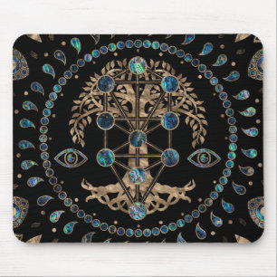 Kabbalah The Tree of Life Abalone and Gold Mouse Mat