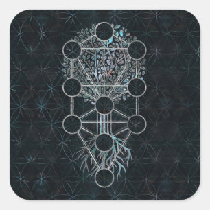 Kabbalah The Tree of Life - Etz Hayim Square Sticker