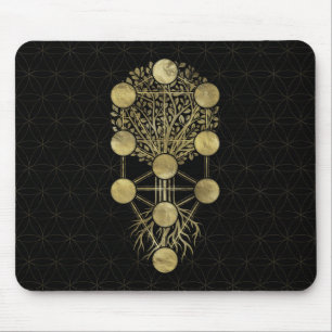 Kabbalah The Tree of Life Gold on Black Mouse Mat