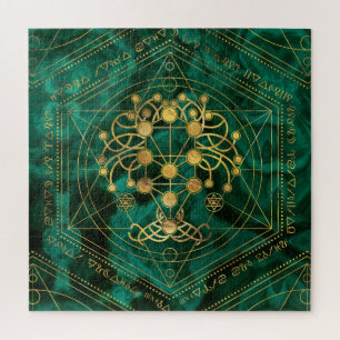 Kabbalah The Tree of Life -Malachite Jigsaw Puzzle