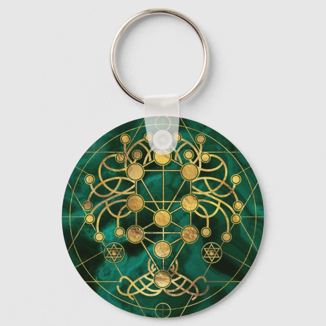 Kabbalah The Tree of Life -Malachite Key Ring (Front)