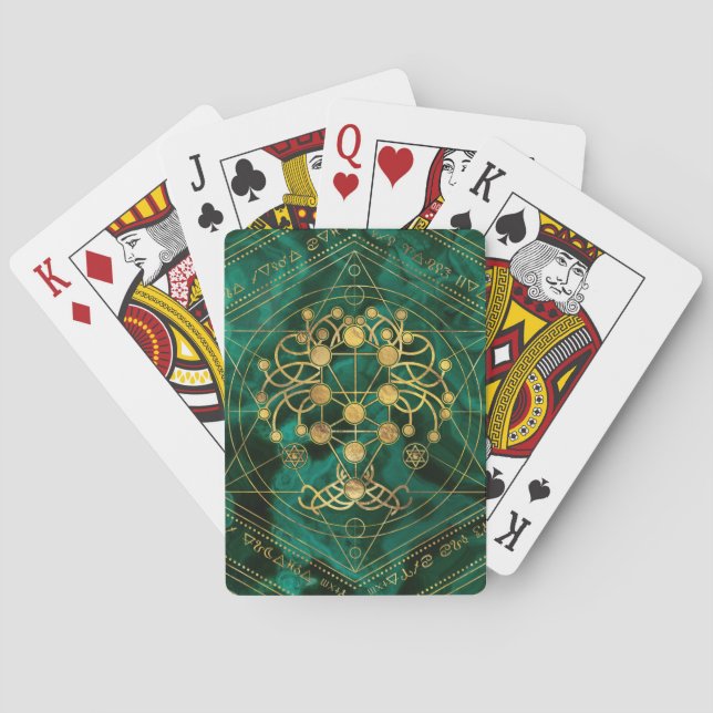 Kabbalah The Tree of Life -Malachite Playing Cards (Back)