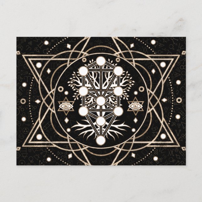 Kabbalah The Tree of Life Sacred Geometry Ornament Postcard (Front)