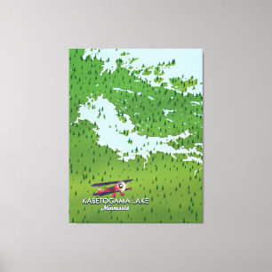 Kabetogama lake, Minnesota, USA Travel map. Canvas Print