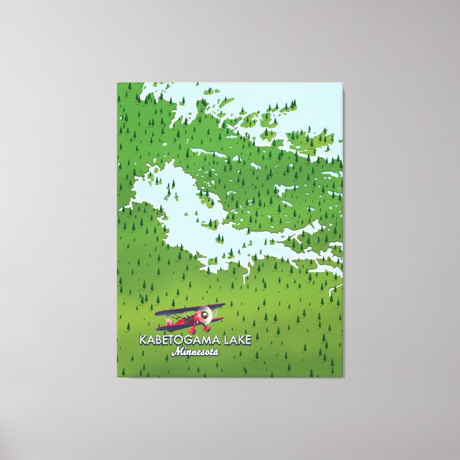 Kabetogama lake, Minnesota, USA Travel map. Canvas Print (Front)