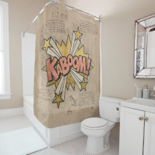KABOOM! Vintage Comic Book Steampunk Pop Art Shower Curtain