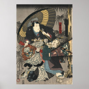 Kabuki Actors Triptych 1847 Left Poster