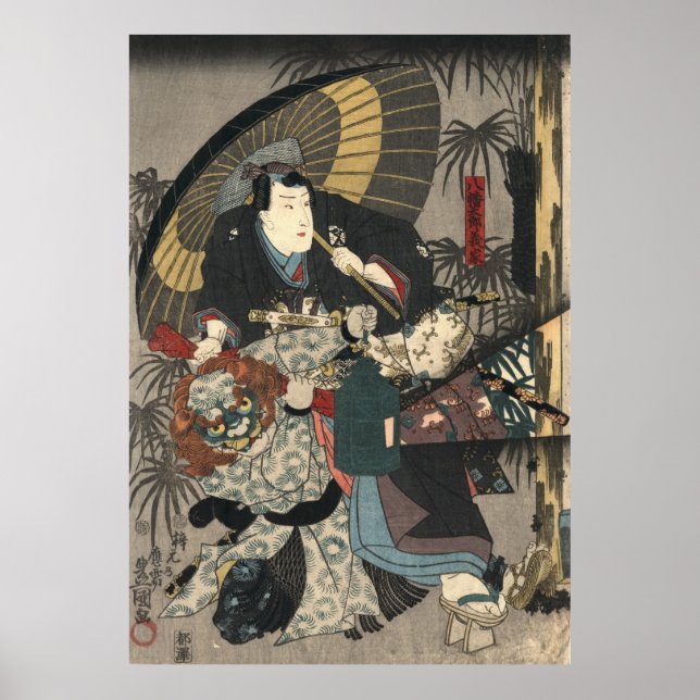 Kabuki Actors Triptych 1847 Left Poster (Front)