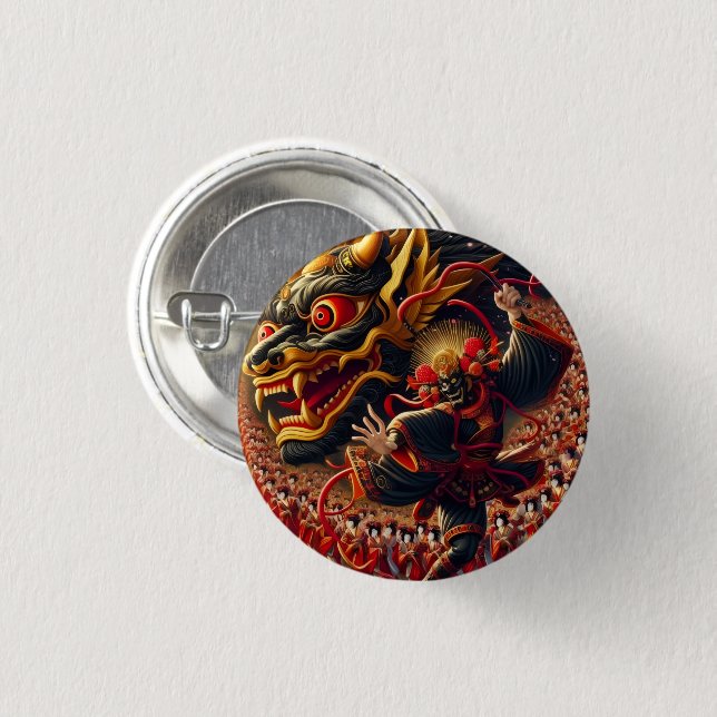 Kabuki Dragon Button (Front & Back)