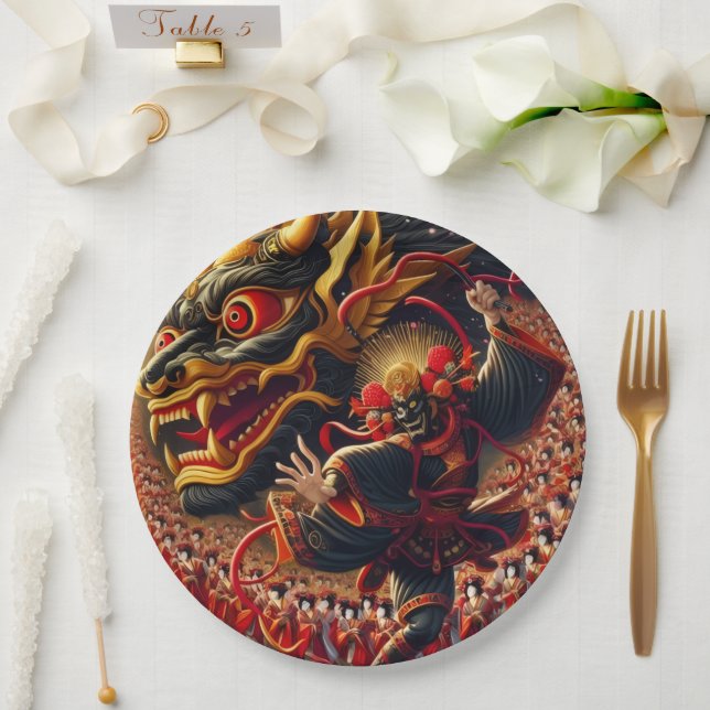 Kabuki Dragon Paper Plate (Wedding)