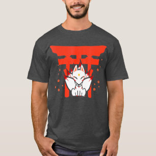 Kabuki Mask Kitsune wearing Japanese Fox Inari T-Shirt