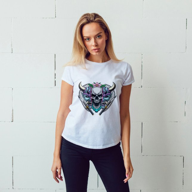 Kabuki Oni Mask and Skull T-Shirt (Creator Uploaded)
