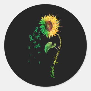 Kabuki Syndrome Awareness Sunflower Down Syndrome Classic Round Sticker