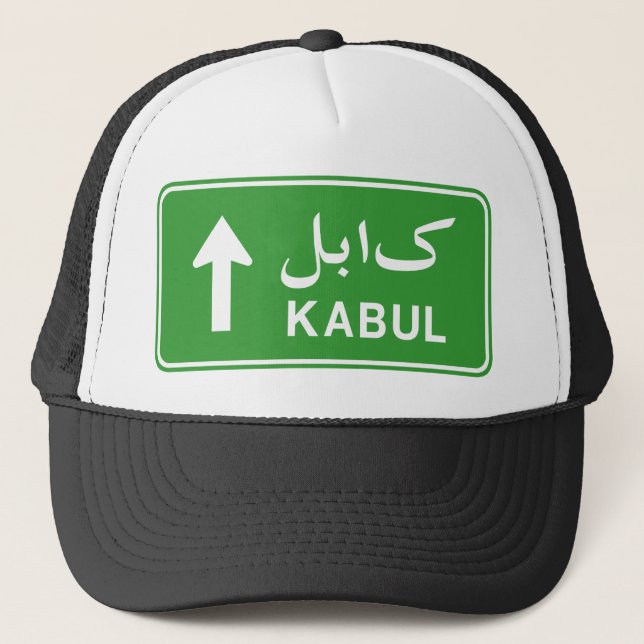 Kabul, Afghanistan Highway Traffic Street Sign Trucker Hat (Front)