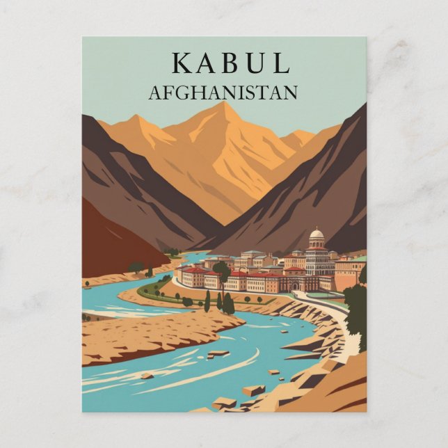Kabul, Afghanistan Mountains Vintage Art Postcard (Front)