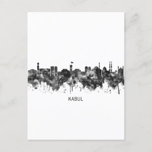 Kabul Afghanistan Skyline BW Holiday Postcard