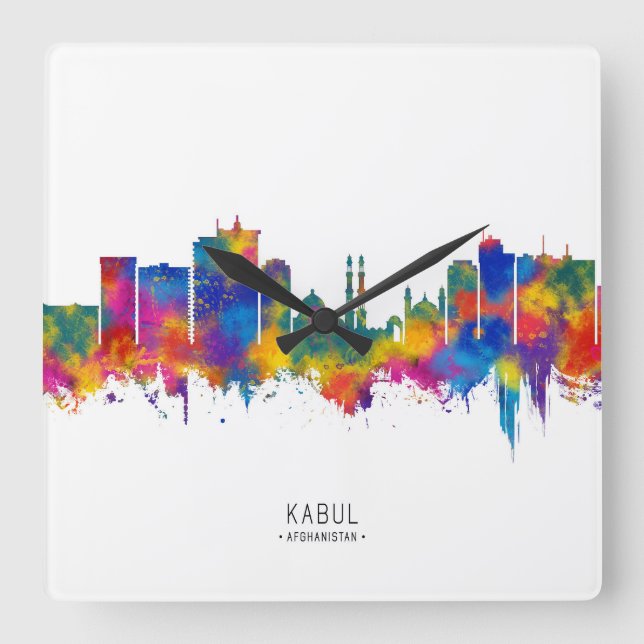 Kabul Afghanistan Skyline Square Wall Clock (Front)