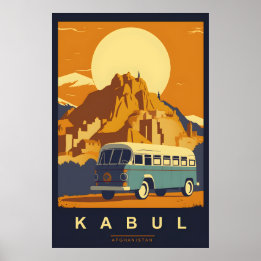 Kabul, Afghanistan Vintage Travel Poster