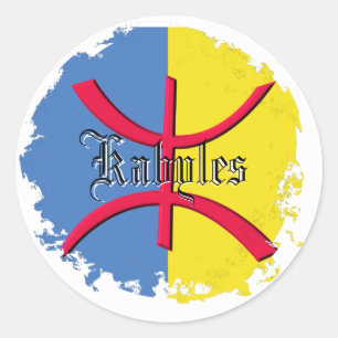 Kabylia flag Distressed Round Stickers