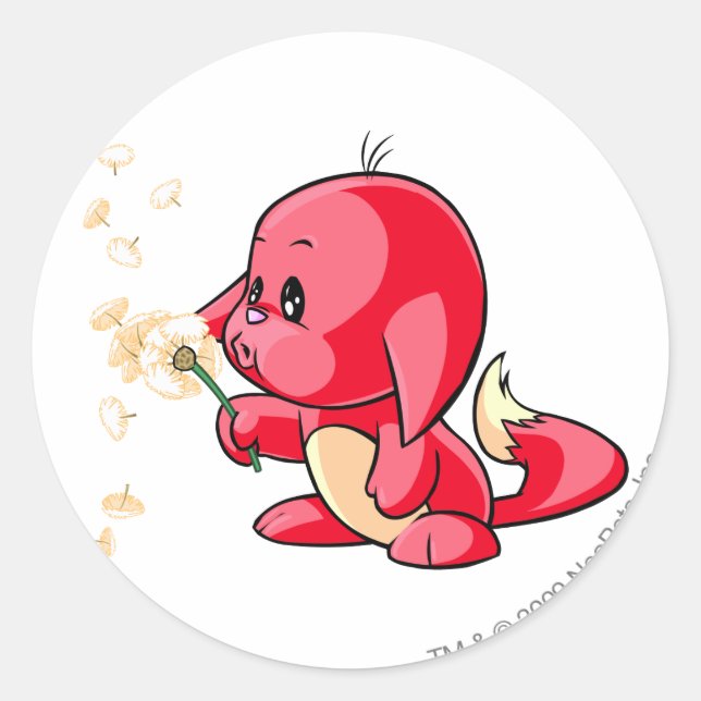 Kacheek Red Classic Round Sticker (Front)