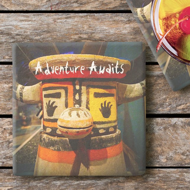 Kachina Doll Face Photo Adventure Awaits Cute Bold Stone Coaster (Creator Uploaded)