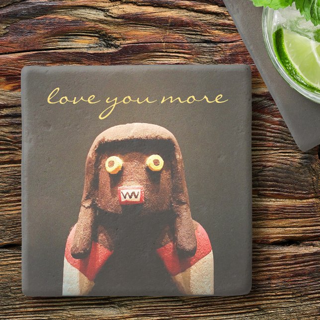 Kachina Doll Face Photo Love You More Script Cute Stone Coaster (Creator Uploaded)