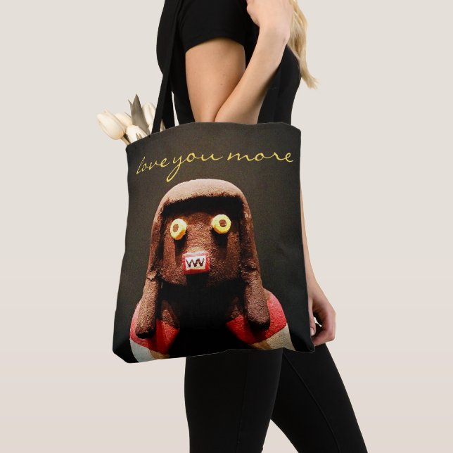 Kachina Doll Face Photo Love You More Script Cute Tote Bag (Close Up)
