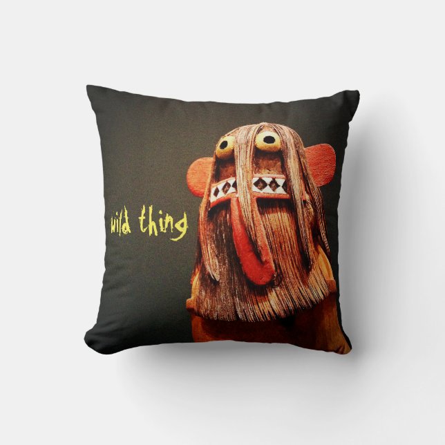 Kachina Doll Face Photo Wild Thing Quote Bold Cute Cushion (Front)