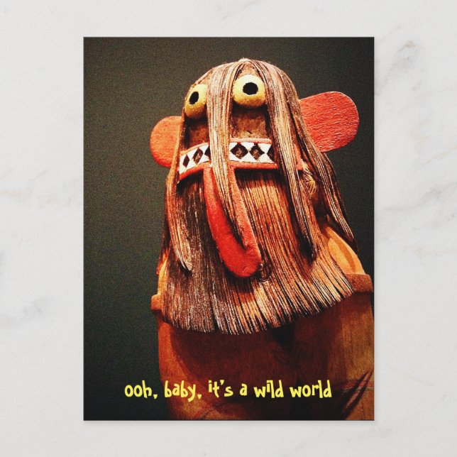 Kachina Doll It’s a Wild World Quote Cute Funny Postcard (Front)