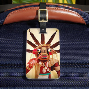 Kachina Doll Wood Figure Photo Close Up Funny Face Luggage Tag