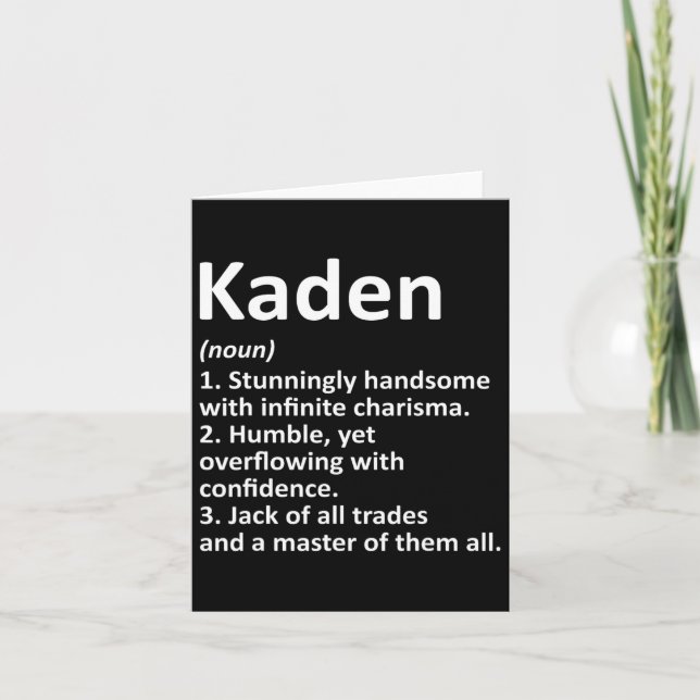 Kaden Definition Personalised Name Funny Birthday  Card (Front)