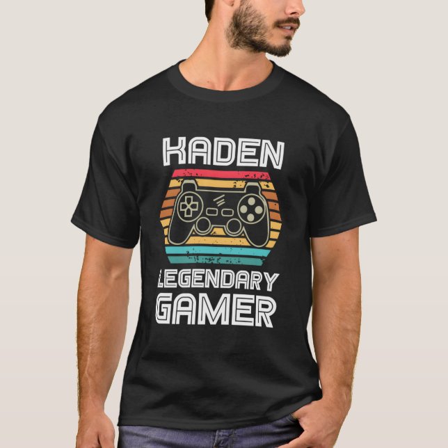Kaden Legendary Video Gamer Custom Name Personaliz T-Shirt (Front)