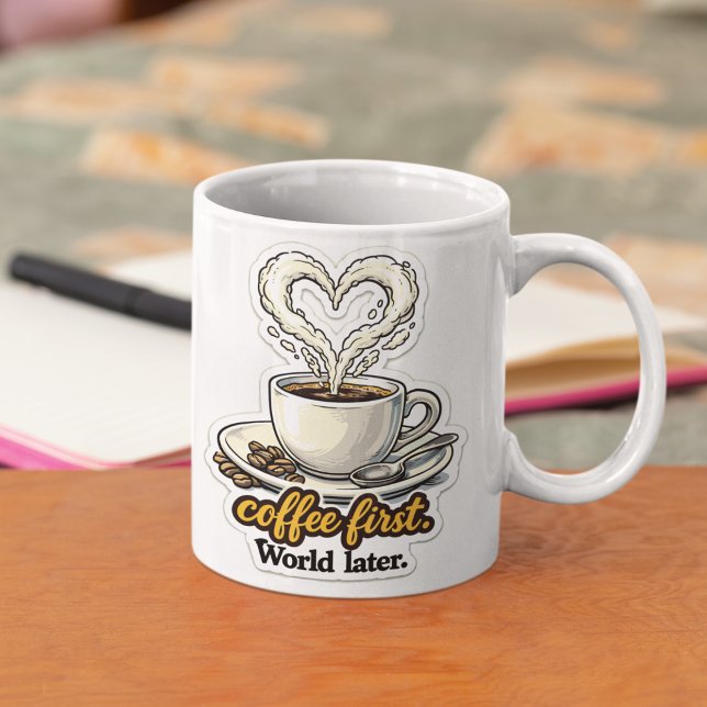 Kaffee zuerst Herz-Design Mug (Creator Uploaded)