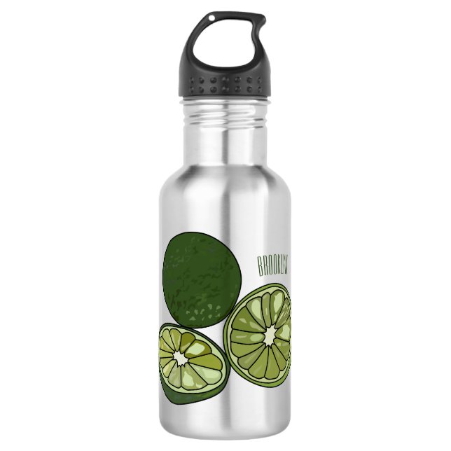 Kaffir lime cartoon illustration 532 ml water bottle (Front)