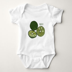 Kaffir lime cartoon illustration baby bodysuit