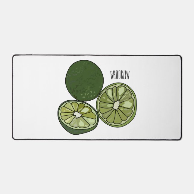 Kaffir lime cartoon illustration desk mat (Front)