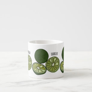 Kaffir lime cartoon illustration espresso cup