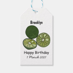 Kaffir lime cartoon illustration gift tags
