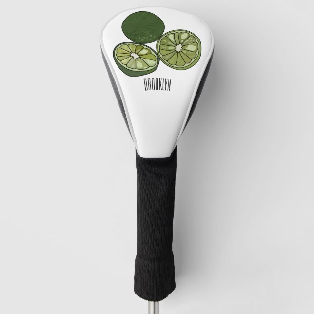 Kaffir lime cartoon illustration golf head cover (Front)
