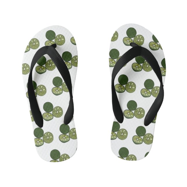 Kaffir lime cartoon illustration kid's flip flops (Footbed)