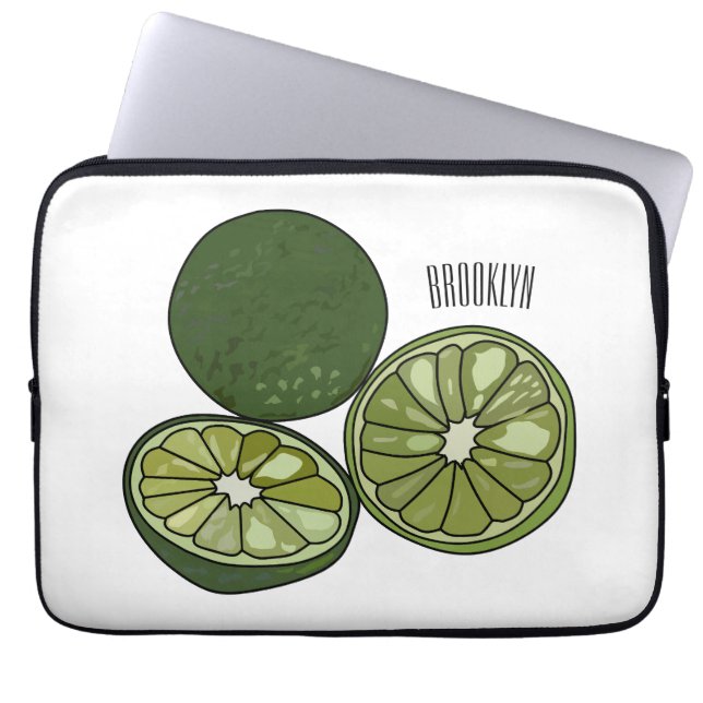 Kaffir lime cartoon illustration laptop sleeve (Front)