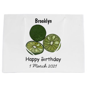 Kaffir lime cartoon illustration large gift bag