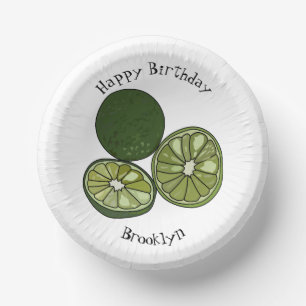 Kaffir lime cartoon illustration paper plate