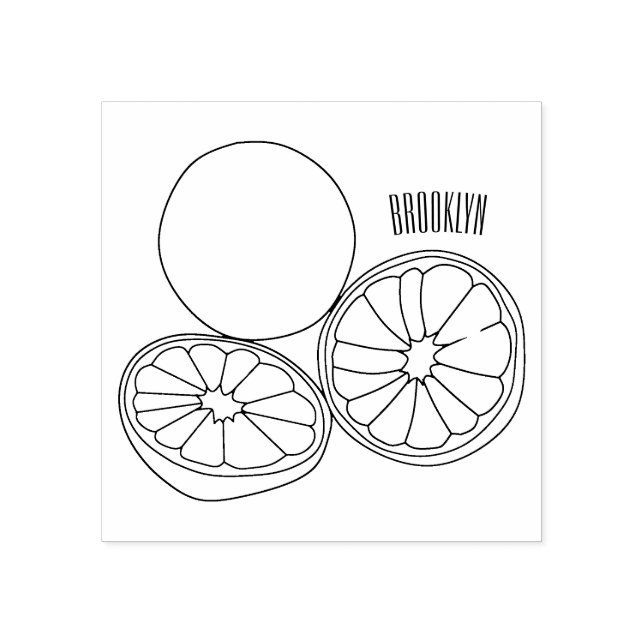 Kaffir lime cartoon illustration rubber stamp (Imprint)