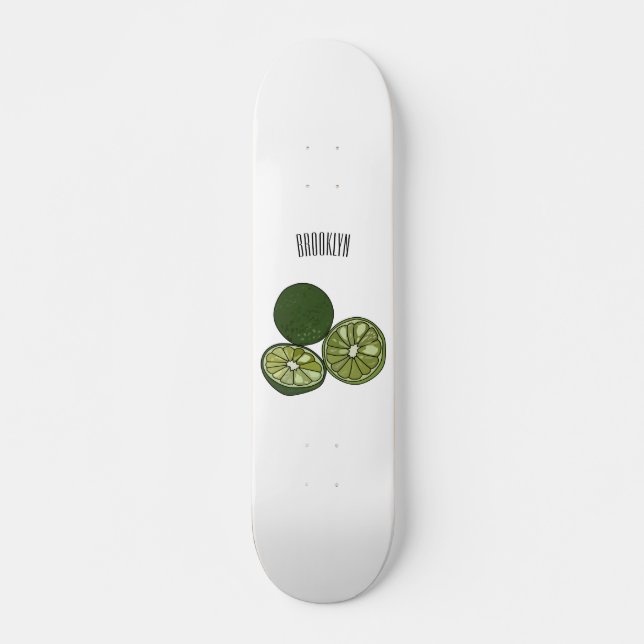 Kaffir lime cartoon illustration skateboard (Front)
