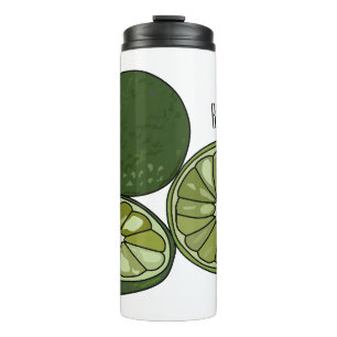 Kaffir lime cartoon illustration thermal tumbler